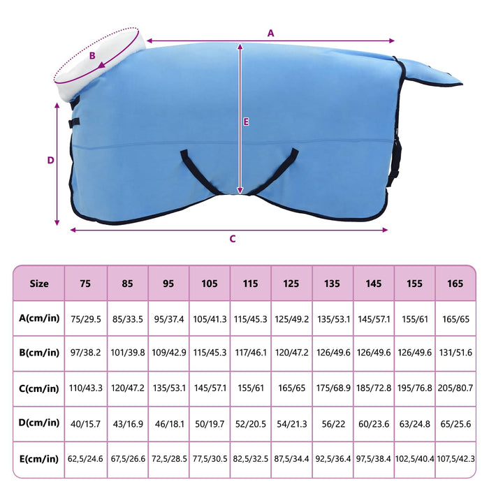 Pătură pentru cai Aqua complet 165 cm Fleece polar - WALTI WALTI