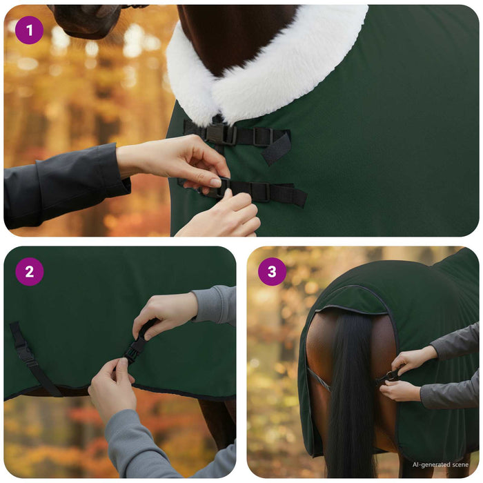 Pătură pentru cai Verde închis complet 75 cm Fleece polar - WALTI WALTI