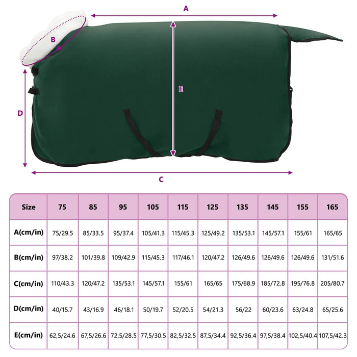 Pătură pentru cai Verde închis complet 95 cm Fleece polar - WALTI WALTI