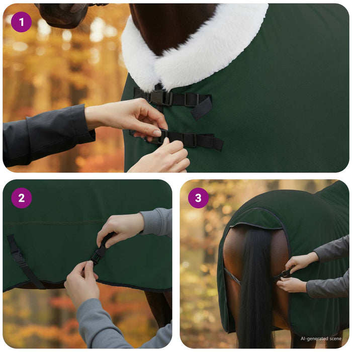Pătură pentru cai Verde închis complet 145 cm Fleece polar - WALTI WALTI