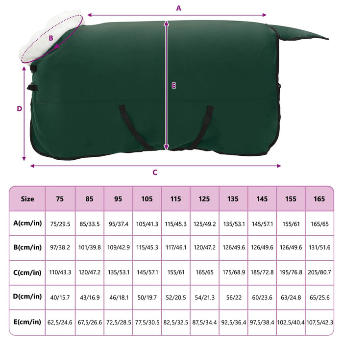 Pătură pentru cai Verde închis complet 145 cm Fleece polar - WALTI WALTI