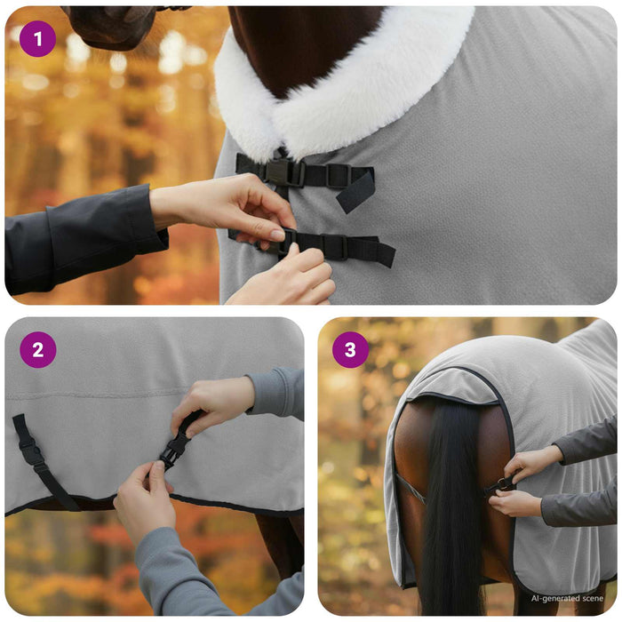 Pătură pentru cai Verde închis complet 155 cm Fleece polar - WALTI WALTI