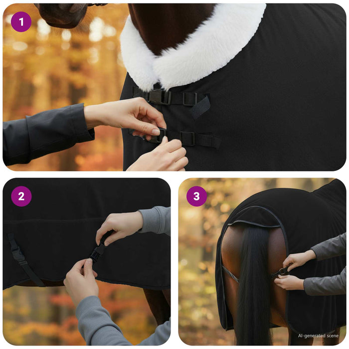 Pătură pentru cai Negru 135 cm Fleece polar - WALTI WALTI