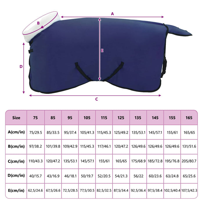 Pătură pentru cai Albastru marin 115 cm Fleece polar - WALTI WALTI