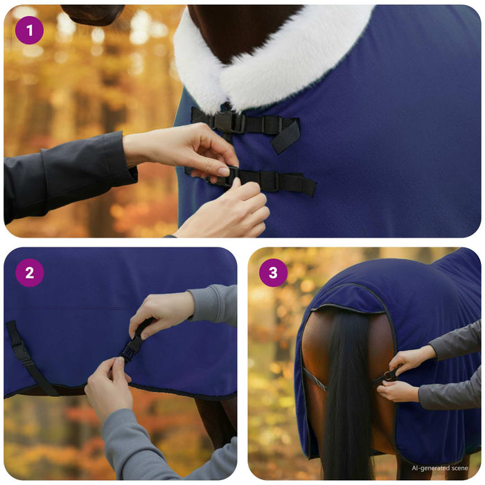 Pătură pentru cai Albastru marin 135 cm Fleece polar - WALTI WALTI