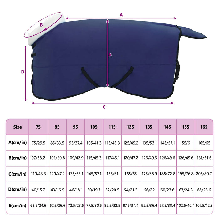 Pătură pentru cai Albastru marin 135 cm Fleece polar - WALTI WALTI