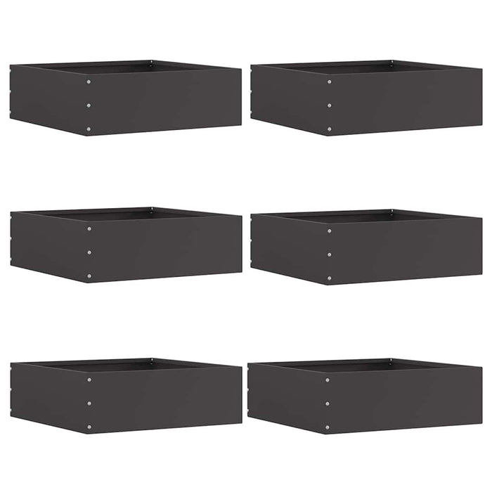 Margine pentru gazon 6 pcs Negru 40 x 40 x 13 cm Oțel - WALTI WALTI
