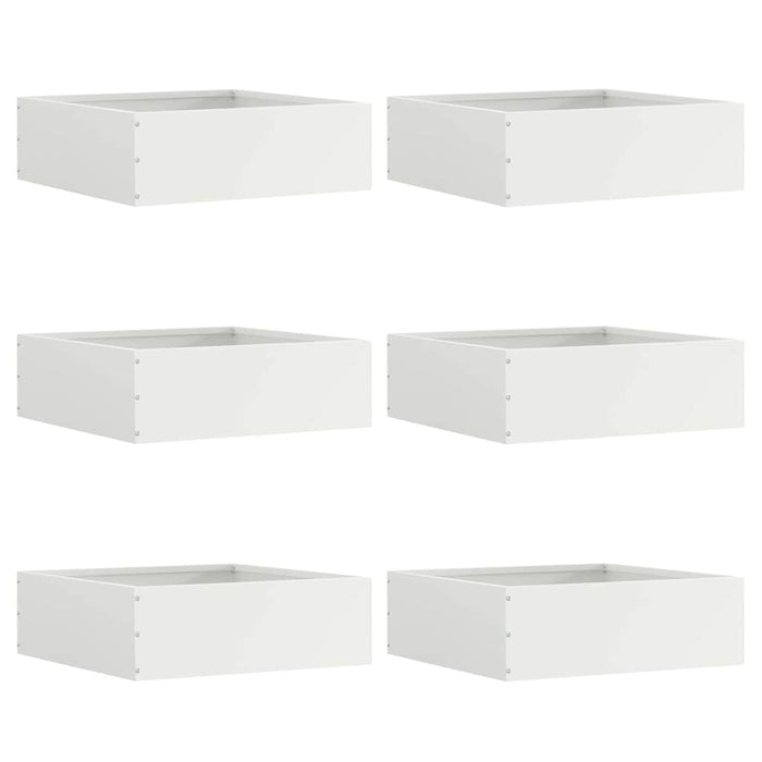 Margine pentru gazon 6 pcs Alb 40 x 40 x 13 cm Oțel - WALTI WALTI