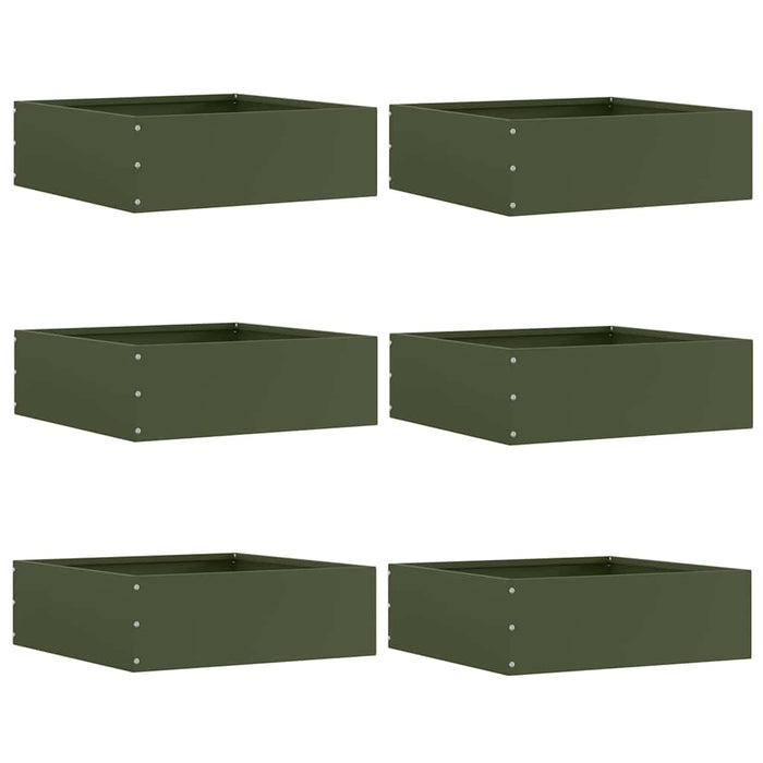 Margine pentru gazon 6 pcs Verde măsliniu 40 x 40 x 13 cm Oțel - WALTI WALTI