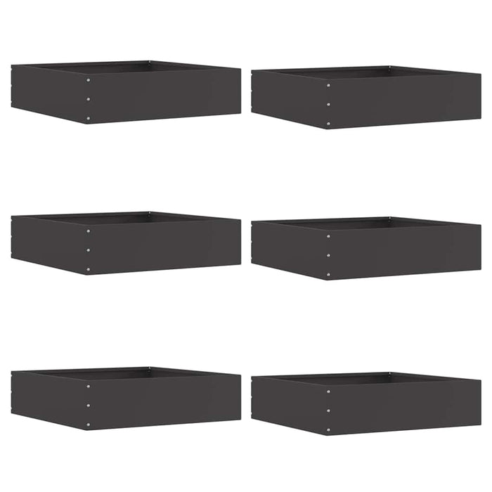Margine pentru gazon 6 pcs Negru 50 x 50 x 13 cm Oțel - WALTI WALTI