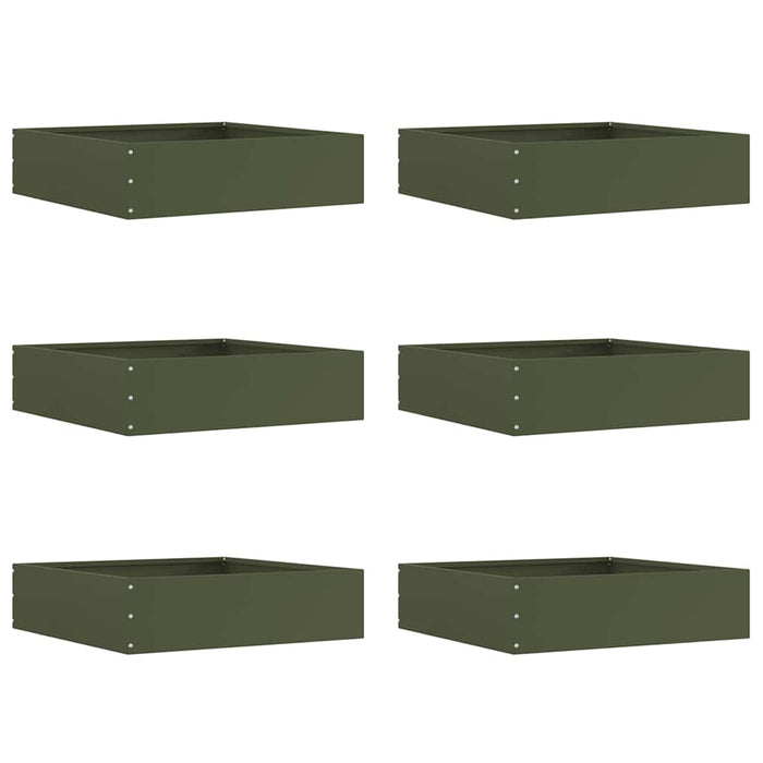 Margine pentru gazon 6 pcs Verde măsliniu 50 x 50 x 13 cm Oțel - WALTI WALTI