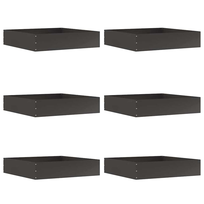 Margine pentru gazon 6 pcs Negru 60 x 60 x 13 cm Oțel - WALTI WALTI