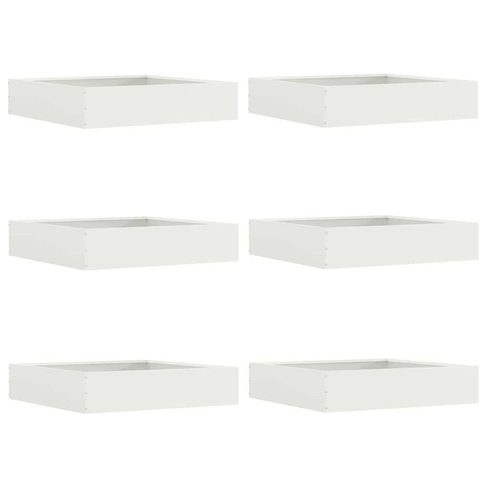 Margine pentru gazon 6 pcs Alb 60 x 60 x 13 cm Oțel - WALTI WALTI