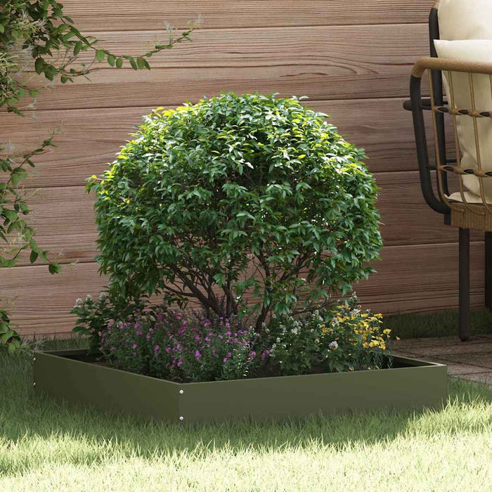 Margine pentru gazon 6 pcs Verde măsliniu 60 x 60 x 13 cm Oțel - WALTI WALTI
