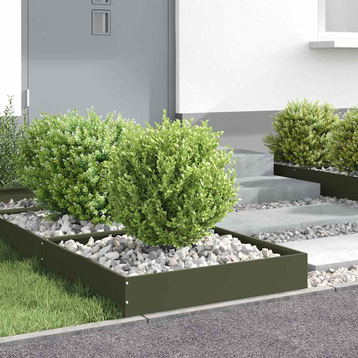Margine pentru gazon 6 pcs Verde măsliniu 60 x 60 x 13 cm Oțel - WALTI WALTI