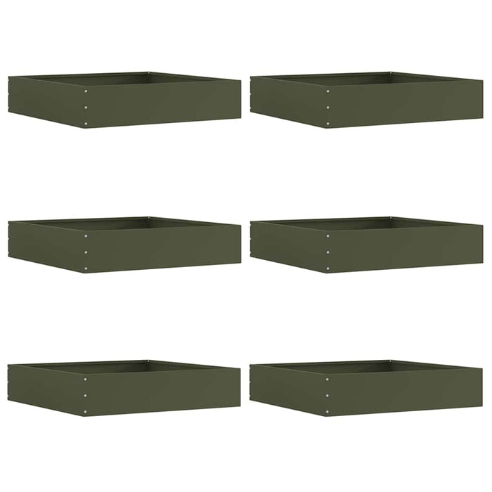 Margine pentru gazon 6 pcs Verde măsliniu 60 x 60 x 13 cm Oțel - WALTI WALTI