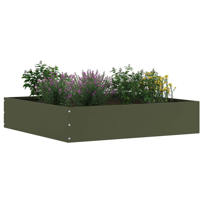 Margine pentru gazon 6 pcs Verde măsliniu 60 x 60 x 13 cm Oțel - WALTI WALTI