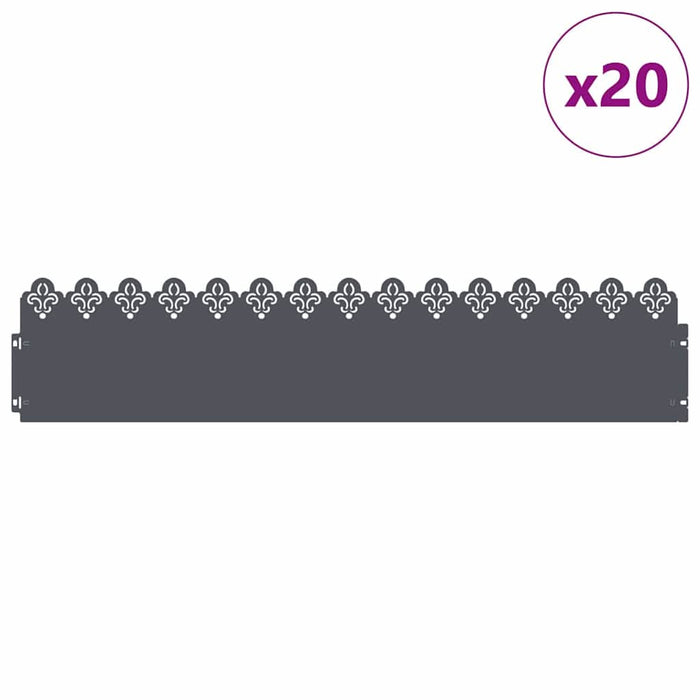 Borduri pentru gazon 20 pcs Antracit 103 x 0,05 x 22 cm Oțel - WALTI WALTI