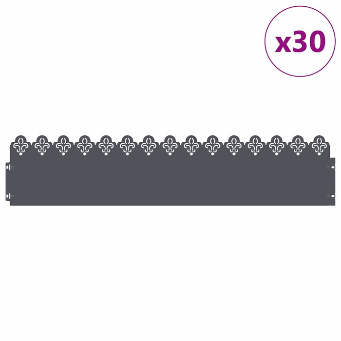 Borduri pentru gazon 30 pcs Antracit 103 x 0,05 x 22 cm Oțel - WALTI WALTI