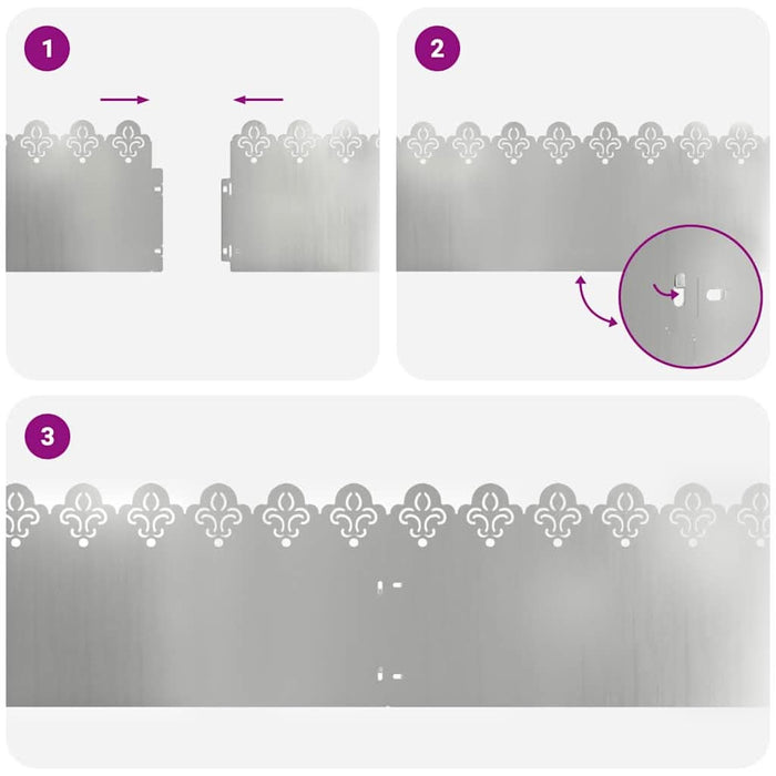 Borduri pentru gazon 10 pcs Argintiu 103 x 0,05 x 22 cm - WALTI WALTI