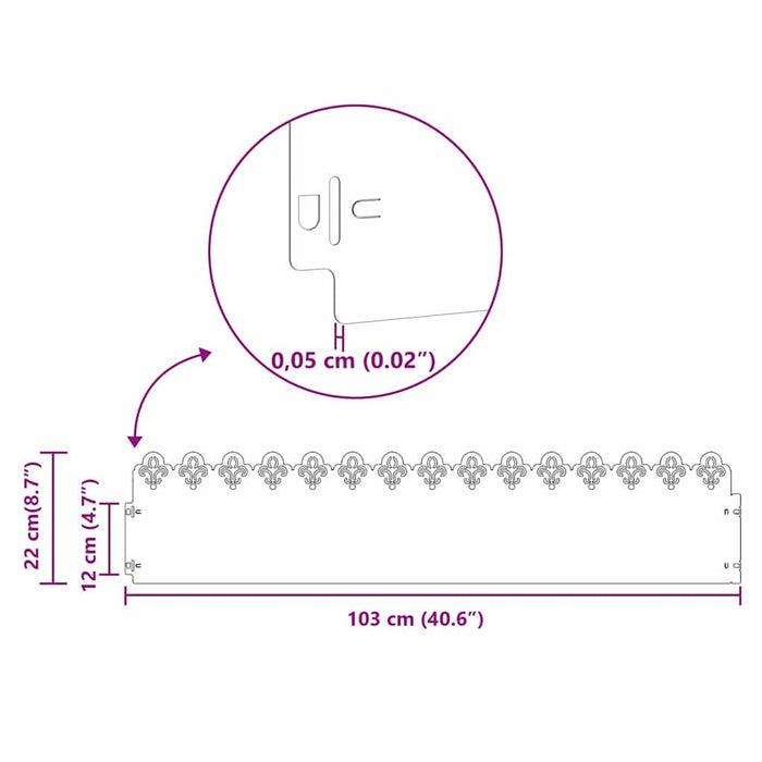 Borduri pentru gazon 10 pcs Argintiu 103 x 0,05 x 22 cm - WALTI WALTI
