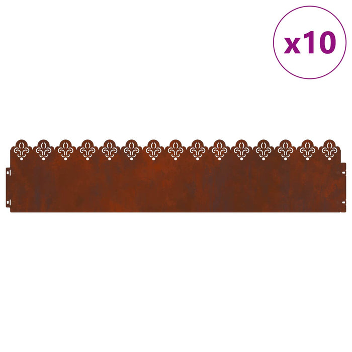 Borduri pentru gazon 10 pcs Ruginit 103 x 0,05 x 22 cm - WALTI WALTI