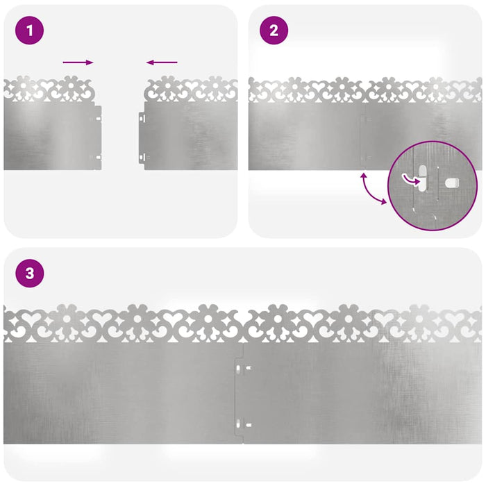 Borduri pentru gazon 10 pcs Argintiu 103 x 0,05 x 22 cm - WALTI WALTI