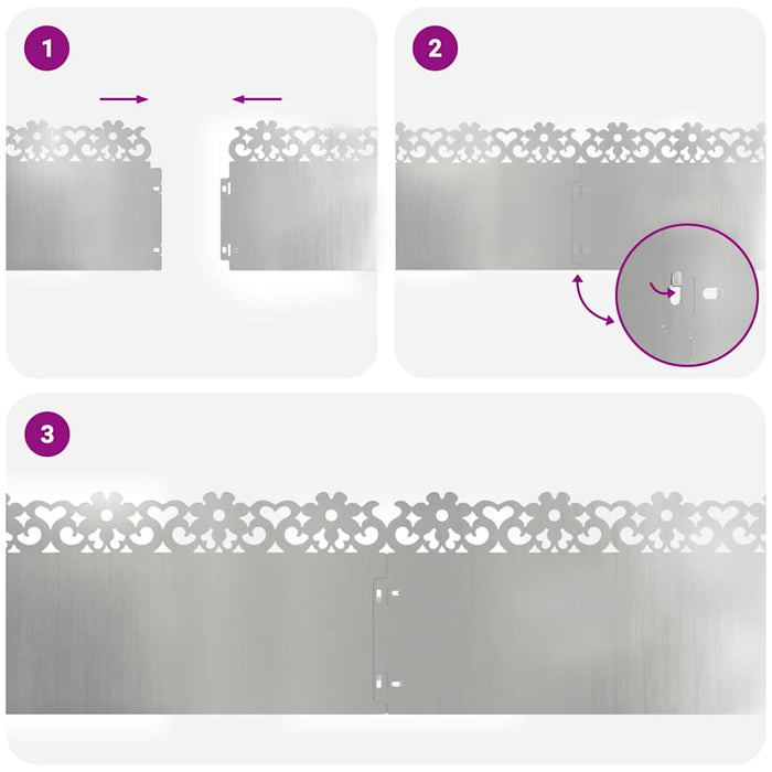 Borduri pentru gazon 20 pcs Argintiu 103 x 0,05 x 22 cm - WALTI WALTI