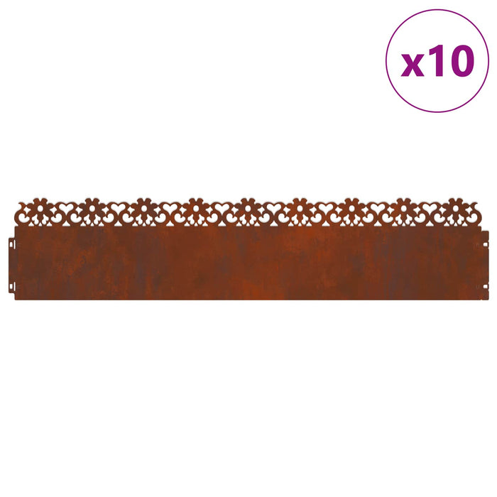 Borduri pentru gazon 10 pcs Ruginit 103 x 0,05 x 22 cm - WALTI WALTI