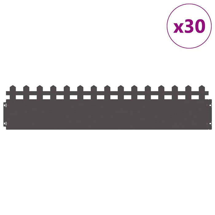 Borduri pentru gazon 30 pcs Negru 103 x 0,05 x 22 cm Oțel - WALTI WALTI