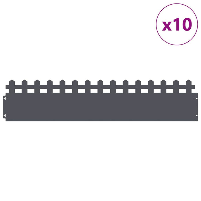Borduri pentru gazon 10 pcs Antracit 103 x 0,05 x 22 cm Oțel - WALTI WALTI