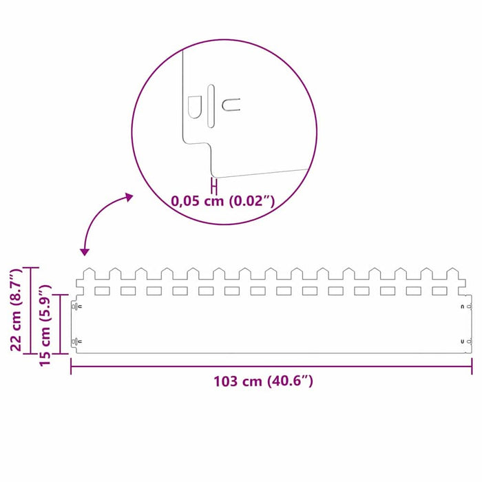Borduri pentru gazon 20 pcs Antracit 103 x 0,05 x 22 cm Oțel - WALTI WALTI