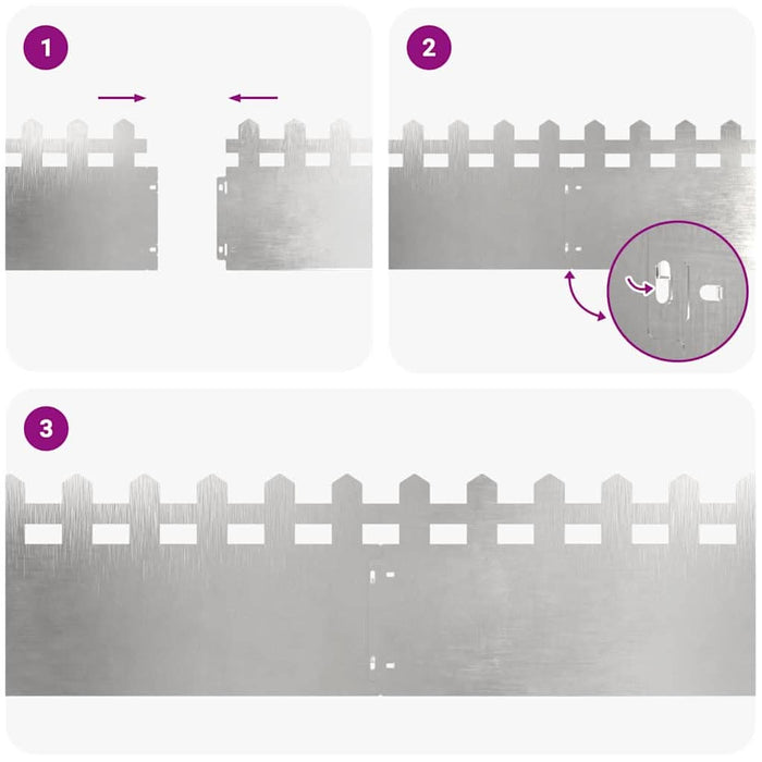 Borduri pentru gazon 10 pcs Argintiu 103 x 0,05 x 22 cm - WALTI WALTI