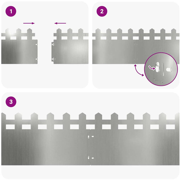 Borduri pentru gazon 10 pcs Argintiu 103 x 0,05 x 22 cm - WALTI WALTI