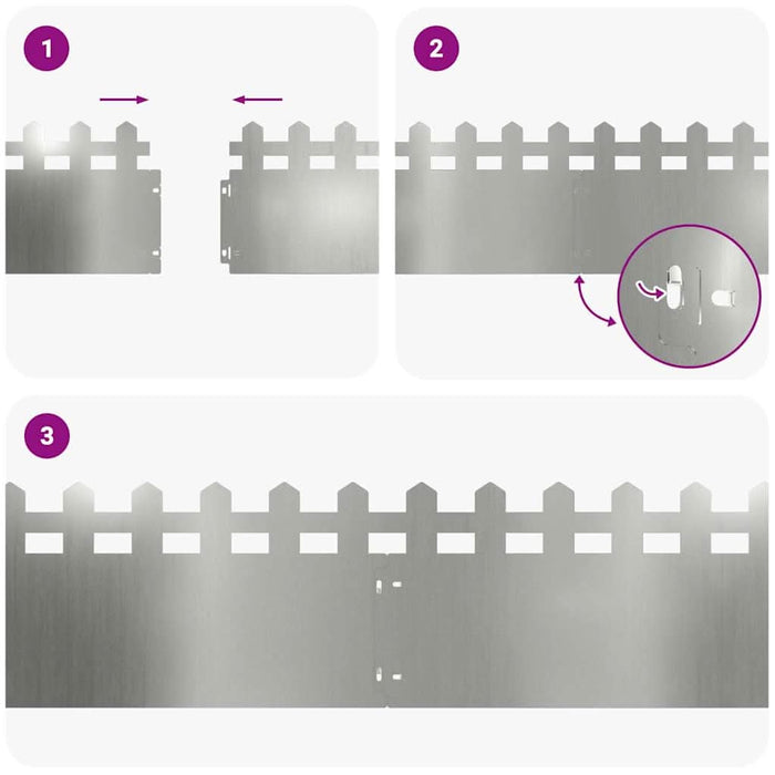 Borduri pentru gazon 20 pcs Argintiu 103 x 0,05 x 22 cm - WALTI WALTI