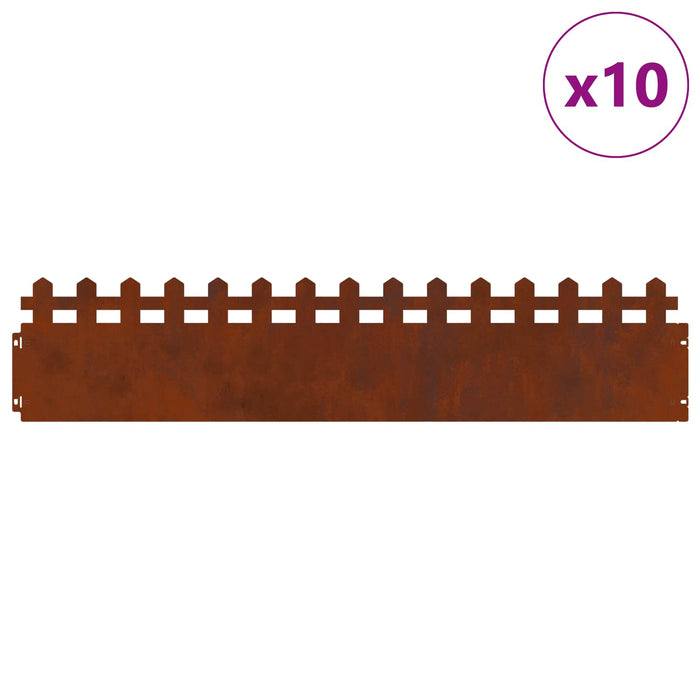Borduri pentru gazon 10 pcs Ruginit 103 x 0,05 x 22 cm - WALTI WALTI
