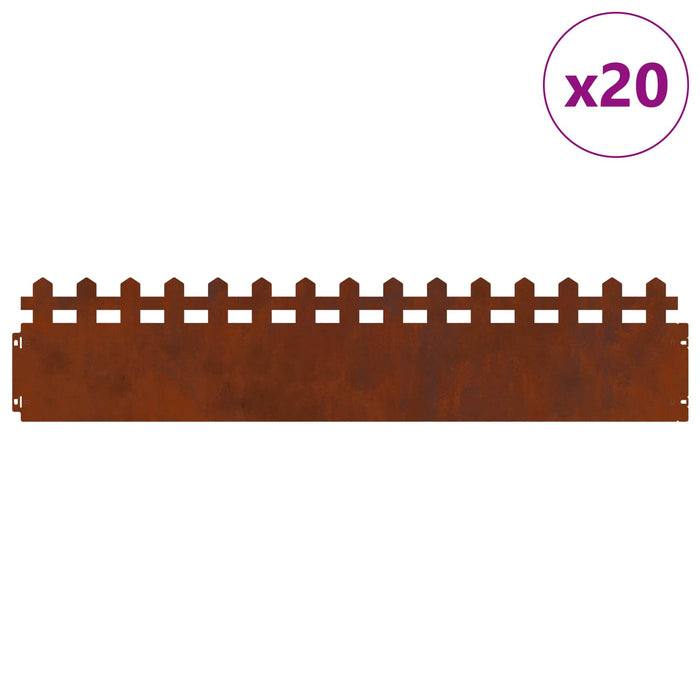 Borduri pentru gazon 20 pcs Ruginit 103 x 0,05 x 22 cm - WALTI WALTI