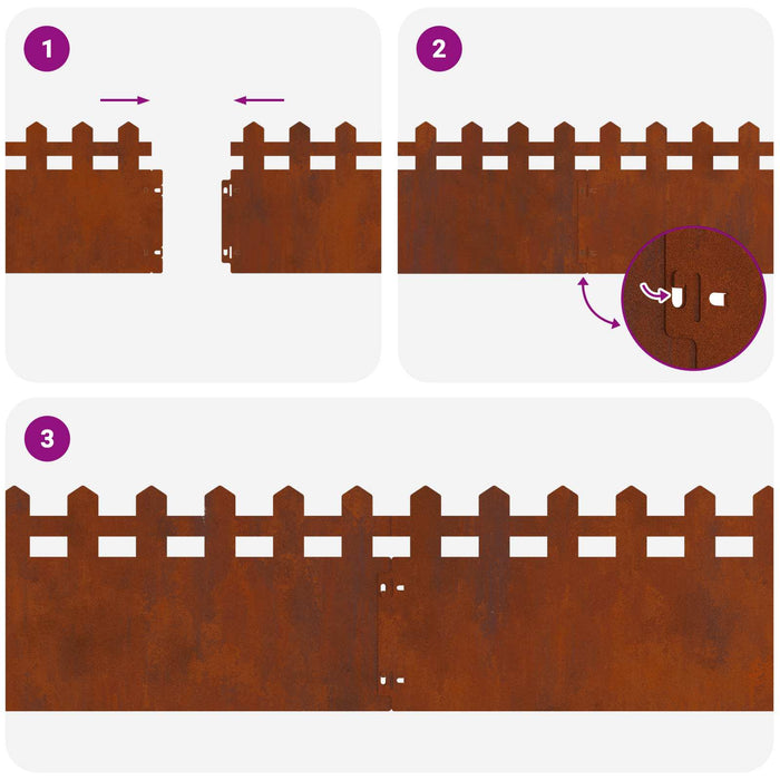 Borduri pentru gazon 20 pcs Ruginit 103 x 0,05 x 22 cm - WALTI WALTI