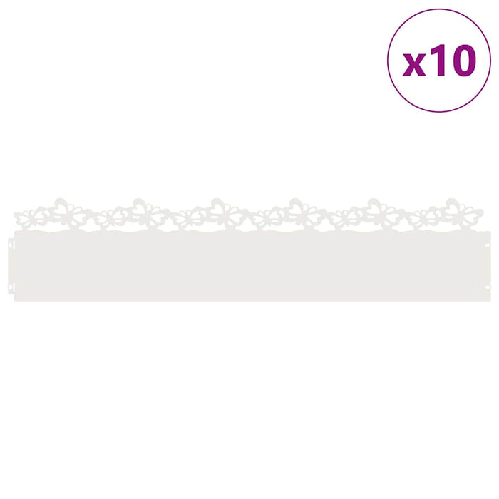 Borduri pentru gazon 10 pcs Alb 103 x 0,05 x 22 cm Oțel - WALTI WALTI