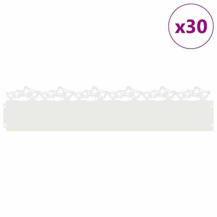 Borduri pentru gazon 30 pcs Alb 103 x 0,05 x 22 cm Oțel - WALTI WALTI