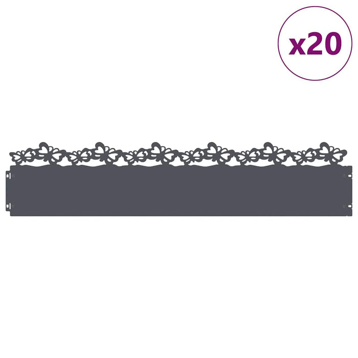 Borduri pentru gazon 20 pcs Antracit 103 x 0,05 x 22 cm Oțel - WALTI WALTI