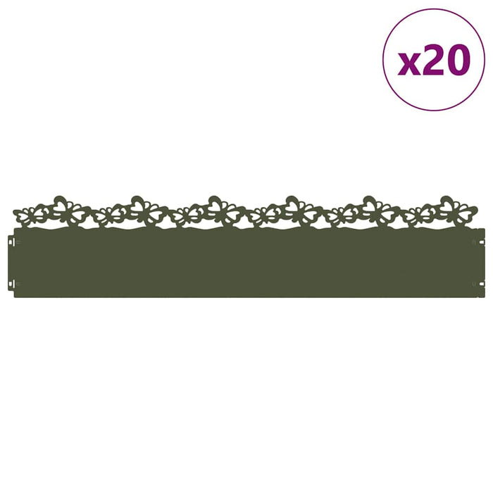 Borduri pentru gazon 20 pcs Verde măsliniu 103 x 0,05 x 22 cm - WALTI WALTI