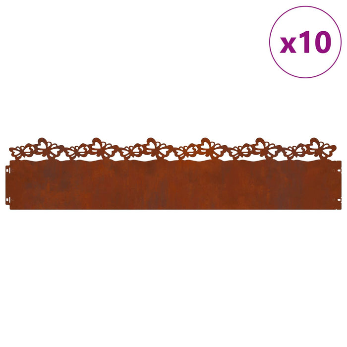 Borduri pentru gazon 10 pcs Ruginit 103 x 0,05 x 22 cm - WALTI WALTI
