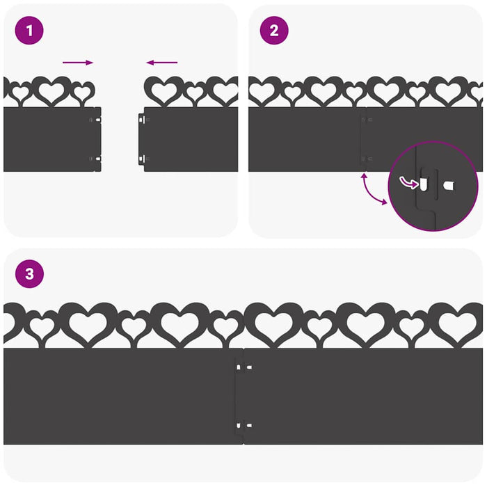 Borduri pentru gazon 10 pcs Negru 103 x 0,05 x 22 cm Oțel - WALTI WALTI