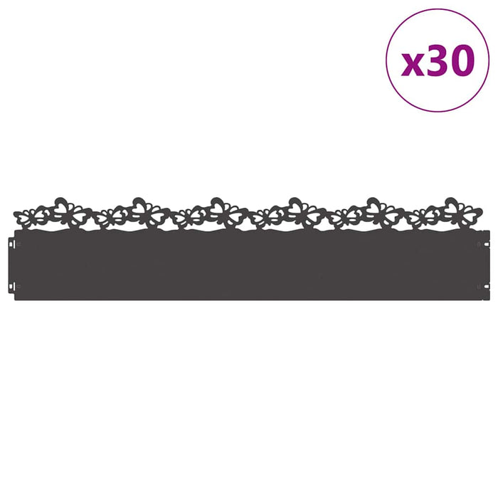 Borduri pentru gazon 30 pcs Negru 103 x 0,05 x 22 cm Oțel - WALTI WALTI