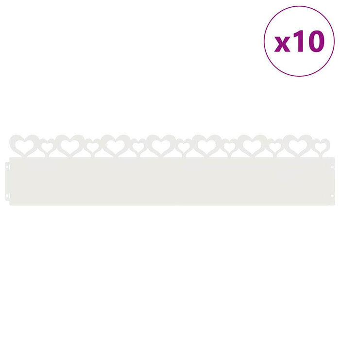 Borduri pentru gazon 10 pcs Alb 103 x 0,05 x 22 cm Oțel - WALTI WALTI