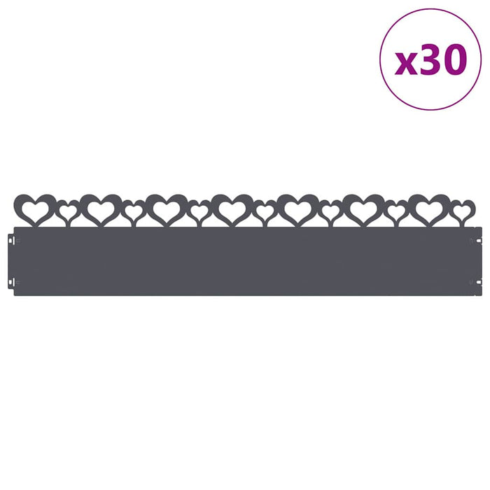 Borduri pentru gazon 30 pcs Antracit 103 x 0,05 x 22 cm Oțel - WALTI WALTI