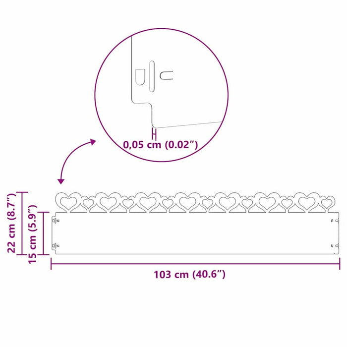 Borduri pentru gazon 30 pcs Verde măsliniu 103 x 0,05 x 22 cm - WALTI WALTI