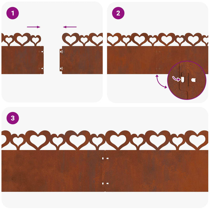 Borduri pentru gazon 20 pcs Ruginit 103 x 0,05 x 22 cm - WALTI WALTI