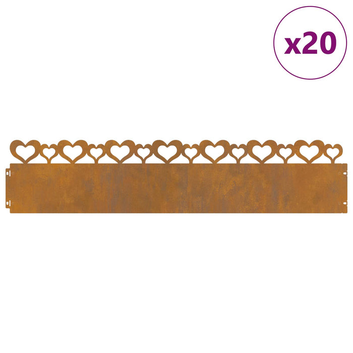 Borduri pentru gazon 20 pcs Ruginit 103 x 0,05 x 22 cm - WALTI WALTI